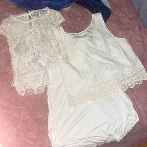 Bundle of lace white tops. Size S